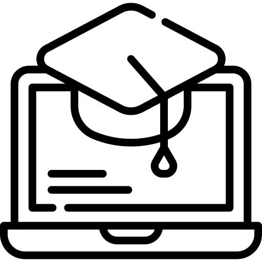 Logo containing hat and laptop